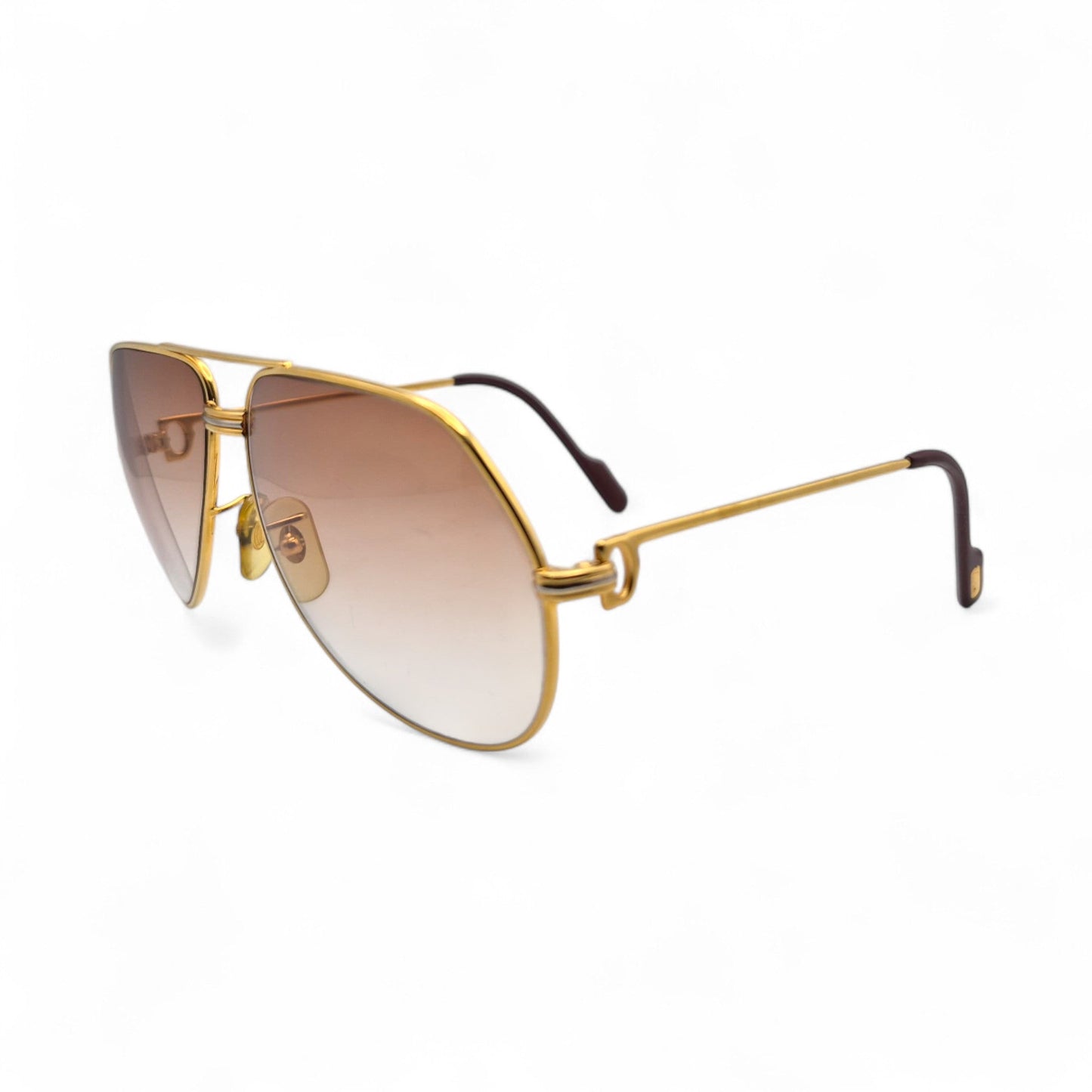 Authentic Cartier Santos (Aviators) - Gold Wires Sunglasses w/ Hennessy Brown Gradient Lenses (80s)