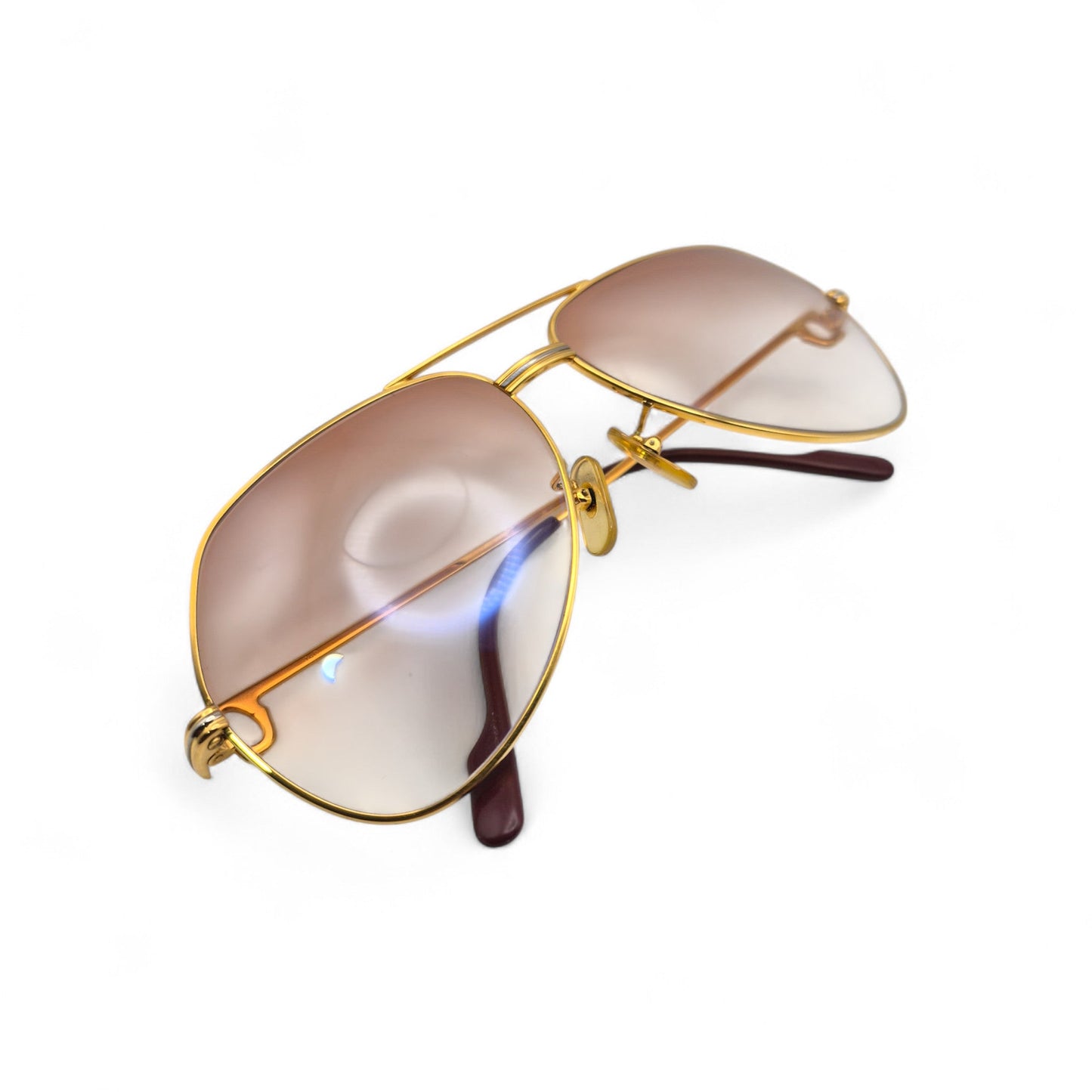 Authentic Cartier Santos (Aviators) - Gold Wires Sunglasses w/ Hennessy Brown Gradient Lenses (80s)