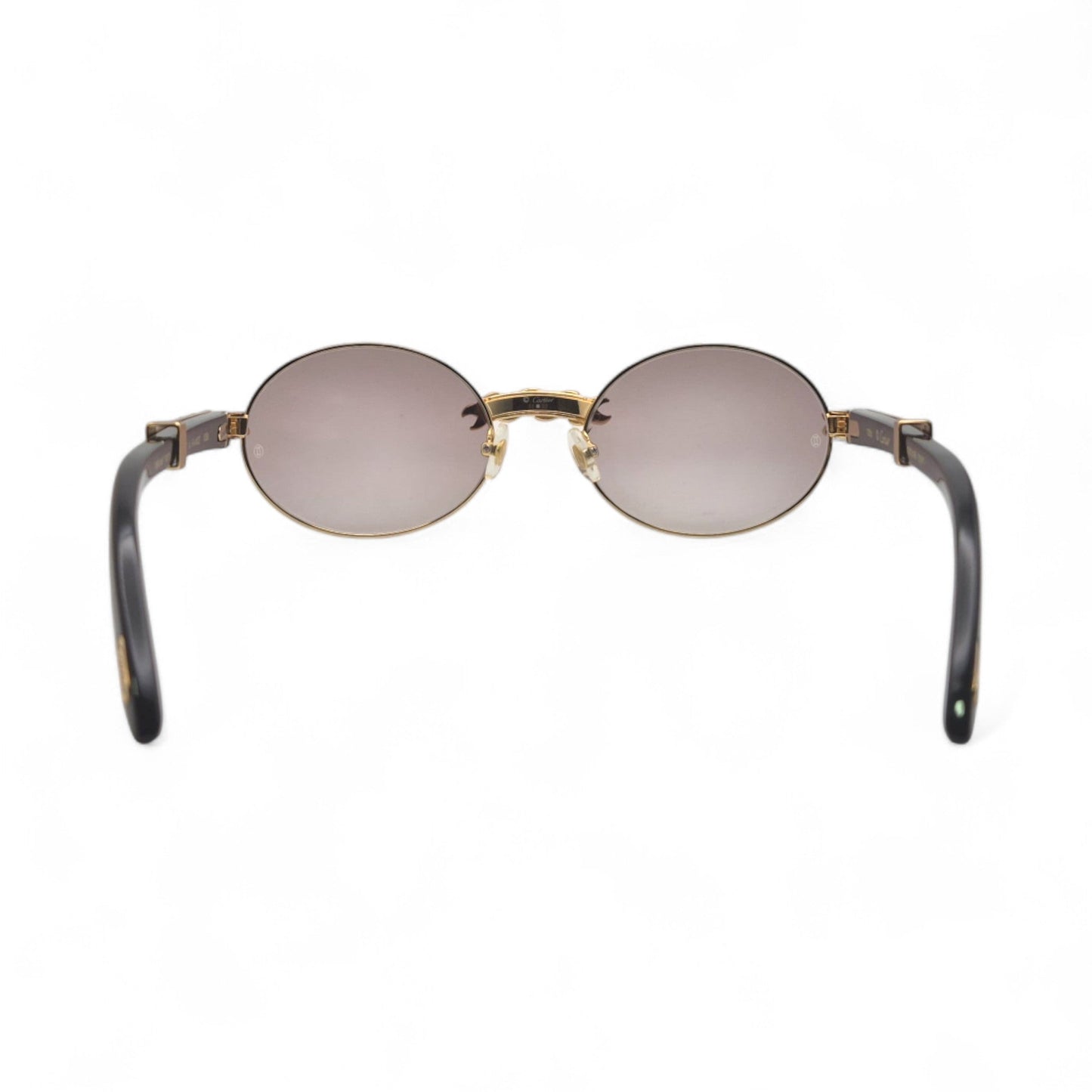 Giverny (Iced) - 55-22 Gold Genuine Black Horn Sunglasses w/ Brown Lenses & Diamonds X-Link Set (90s)
