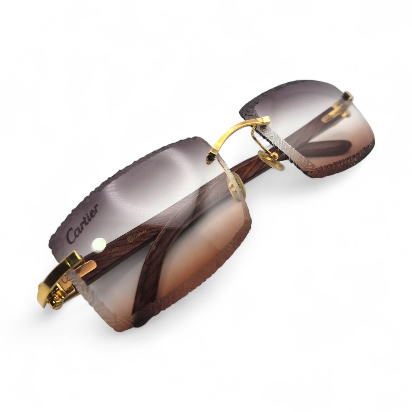 Authentic Cartier C Decor - Gold Logo Woods Sunglasses w/ Smoke Gray/Clear/Brown Gradient Lenses (Limited Edition - 2010s)