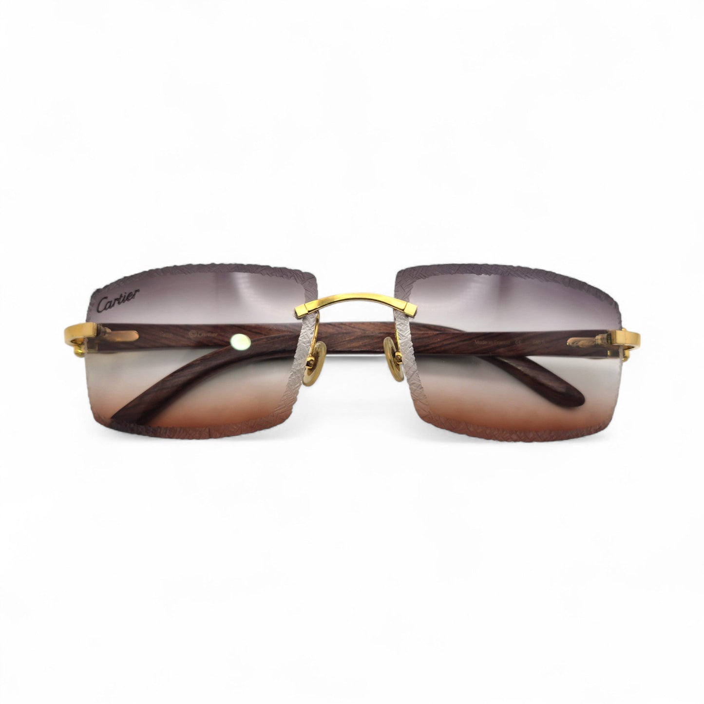 Authentic Cartier C Decor - Gold Logo Woods Sunglasses w/ Smoke Gray/Clear/Brown Gradient Lenses (Limited Edition - 2010s)