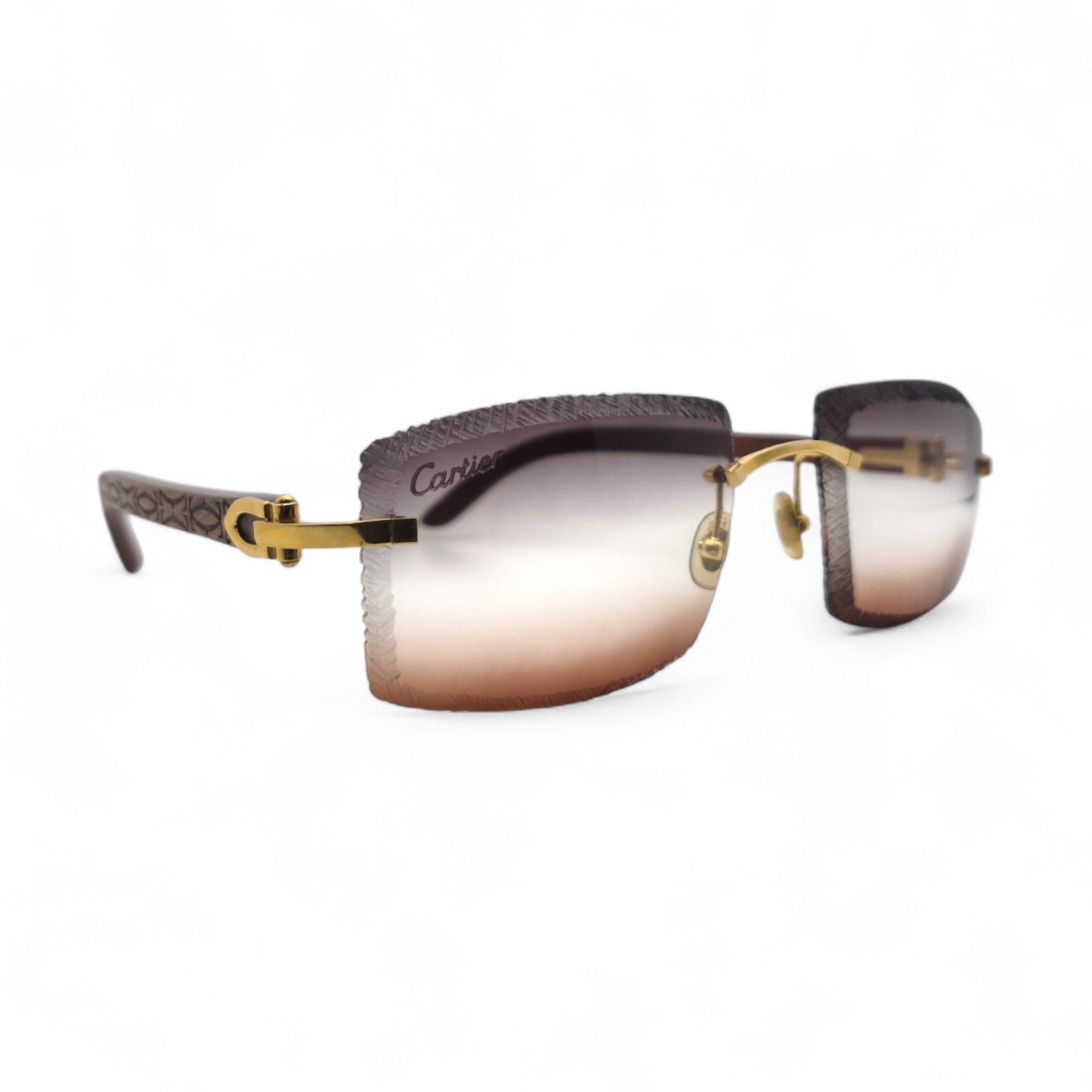 Authentic Cartier C Decor - Gold Logo Woods Sunglasses w/ Smoke Gray/Clear/Brown Gradient Lenses (Limited Edition - 2010s)