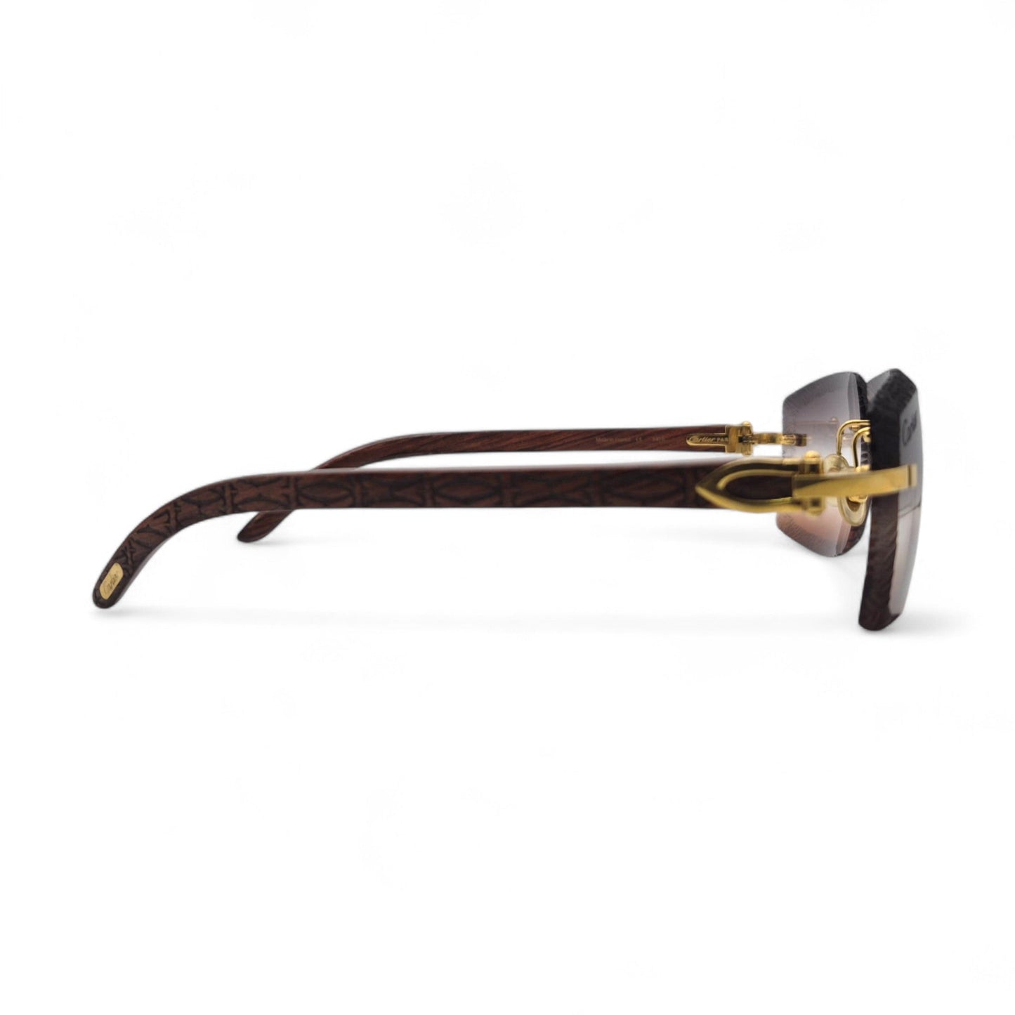 Authentic Cartier C Decor - Gold Logo Woods Sunglasses w/ Smoke Gray/Clear/Brown Gradient Lenses (Limited Edition - 2010s)