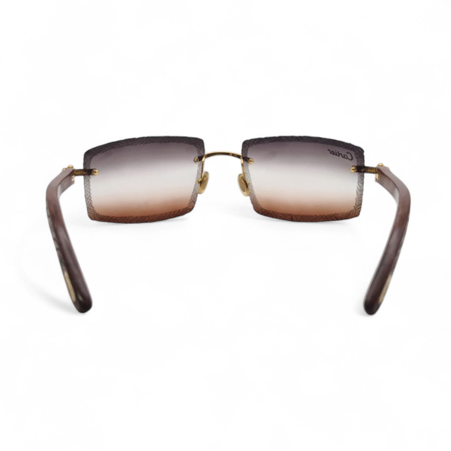 Authentic Cartier C Decor - Gold Logo Woods Sunglasses w/ Smoke Gray/Clear/Brown Gradient Lenses (Limited Edition - 2010s)