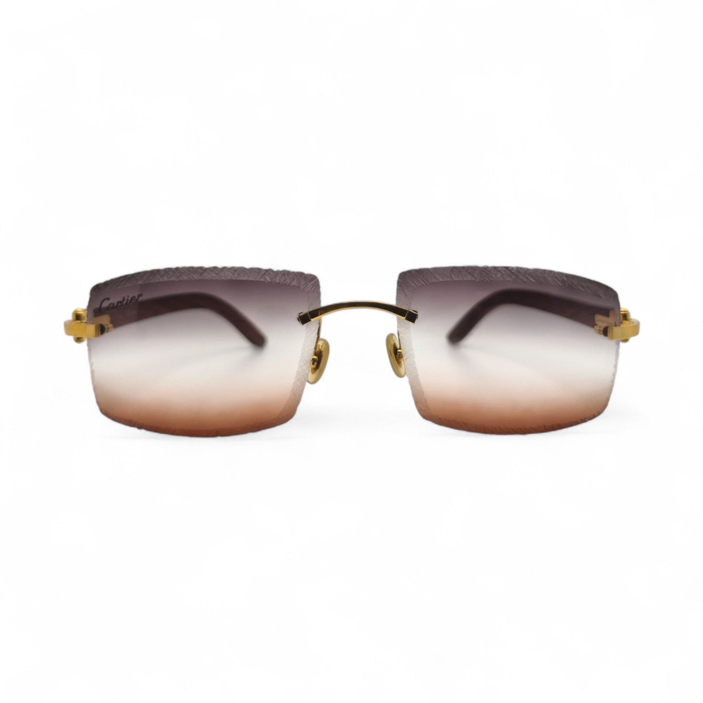 Authentic Cartier C Decor - Gold Logo Woods Sunglasses w/ Smoke Gray/Clear/Brown Gradient Lenses (Limited Edition - 2010s)