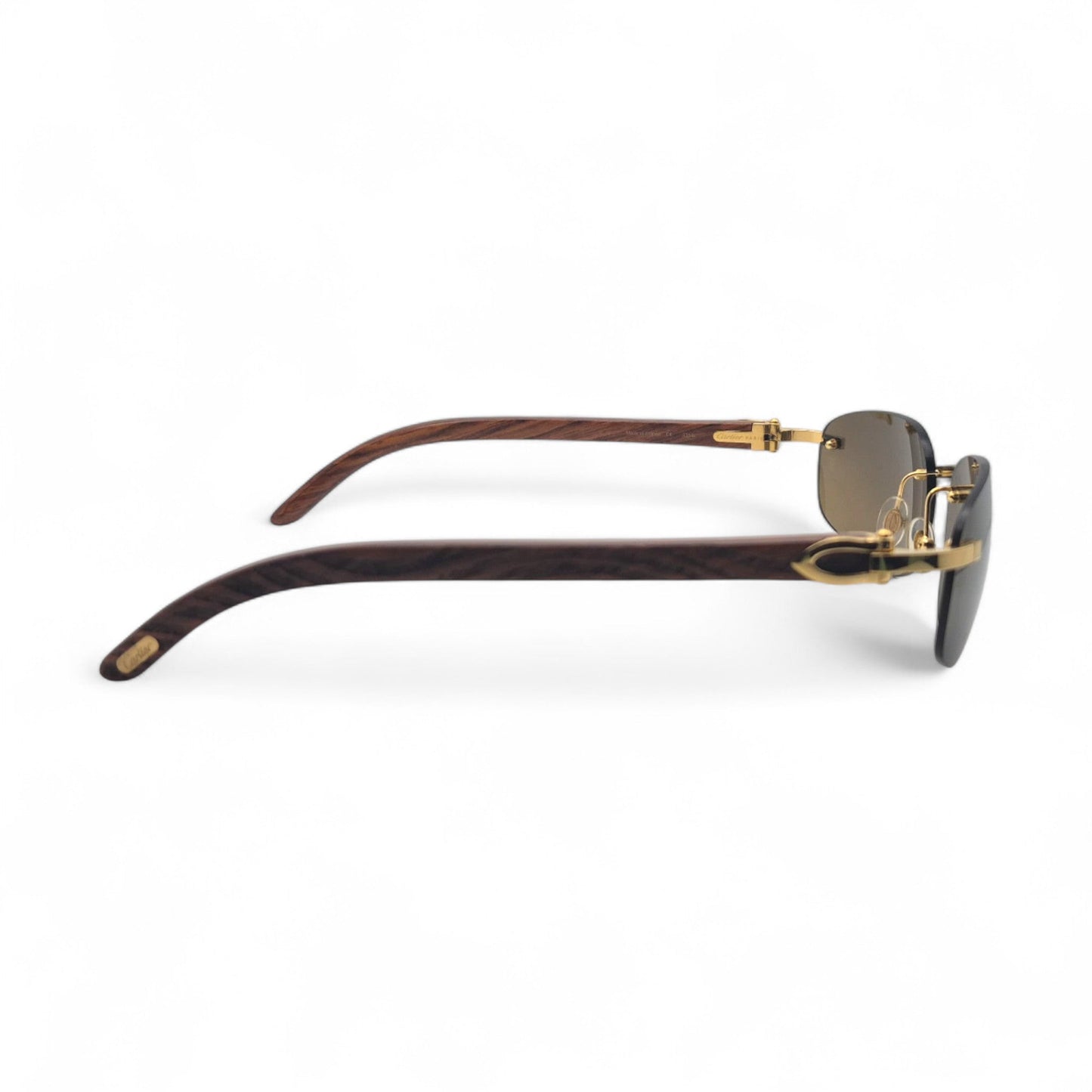 CT0046S Authentic Cartier C Decor - 56-18 White Horns & Bubinga Woods Sunglasses w/ Dark Brown Lenses (2010s)