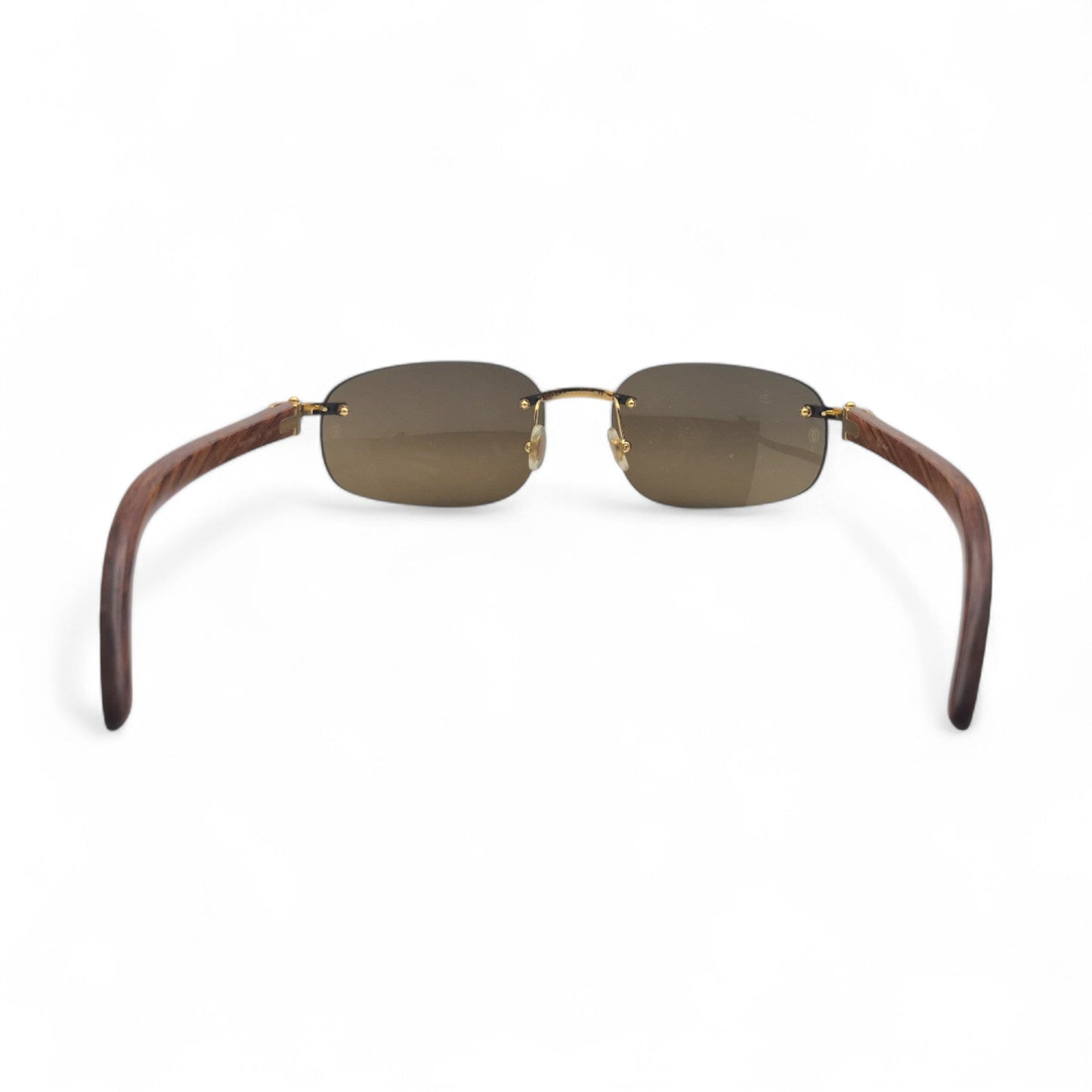 CT0046S Authentic Cartier C Decor - 56-18 White Horns & Bubinga Woods Sunglasses w/ Dark Brown Lenses (2010s)