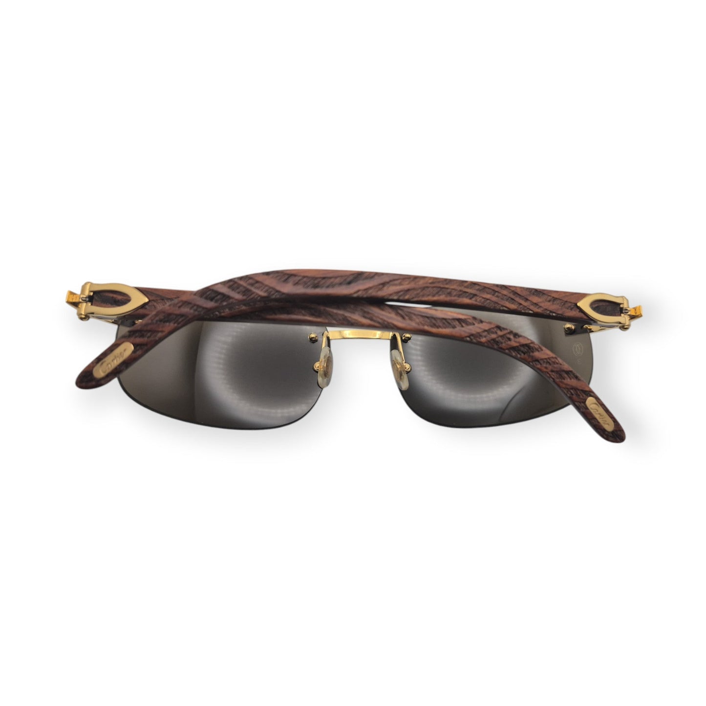 CT0046S Authentic Cartier C Decor - 56-18 White Horns & Bubinga Woods Sunglasses w/ Dark Brown Lenses (2010s)
