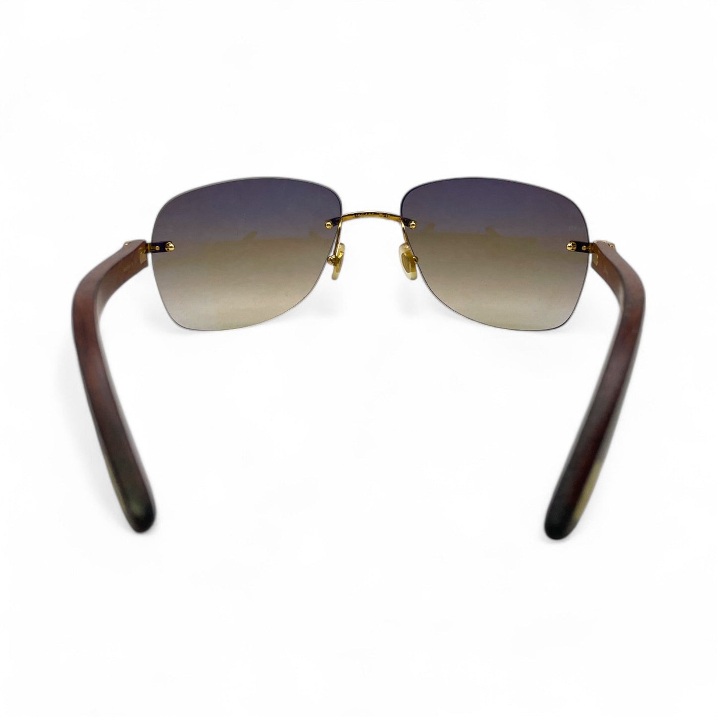 CT0014RS Authentic Cartier C Decor - Gold Bubinga Woods Sunglasses w/ Brown Lenses (2010s)