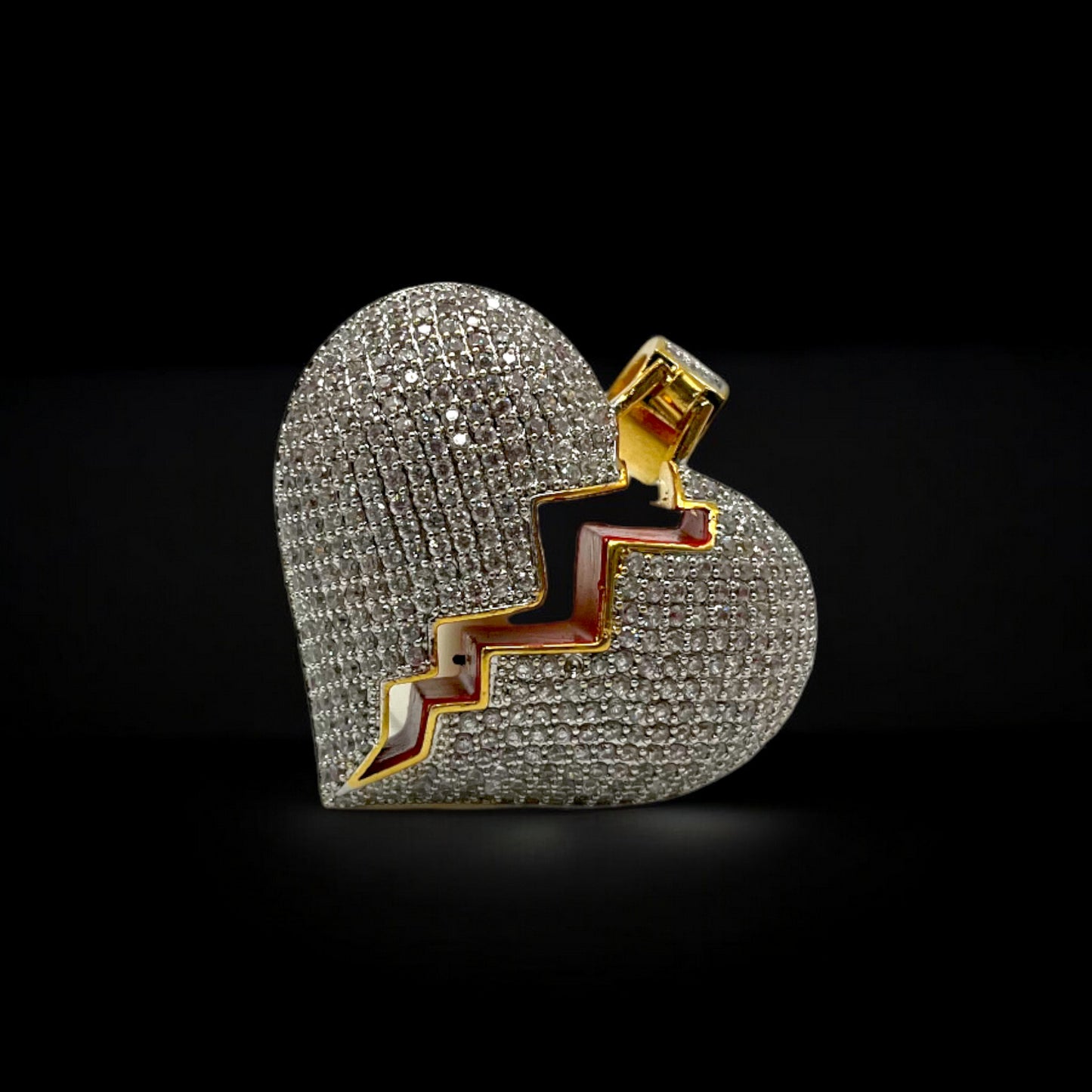 Gold Broken Heart Pendant w/ Diamonds
