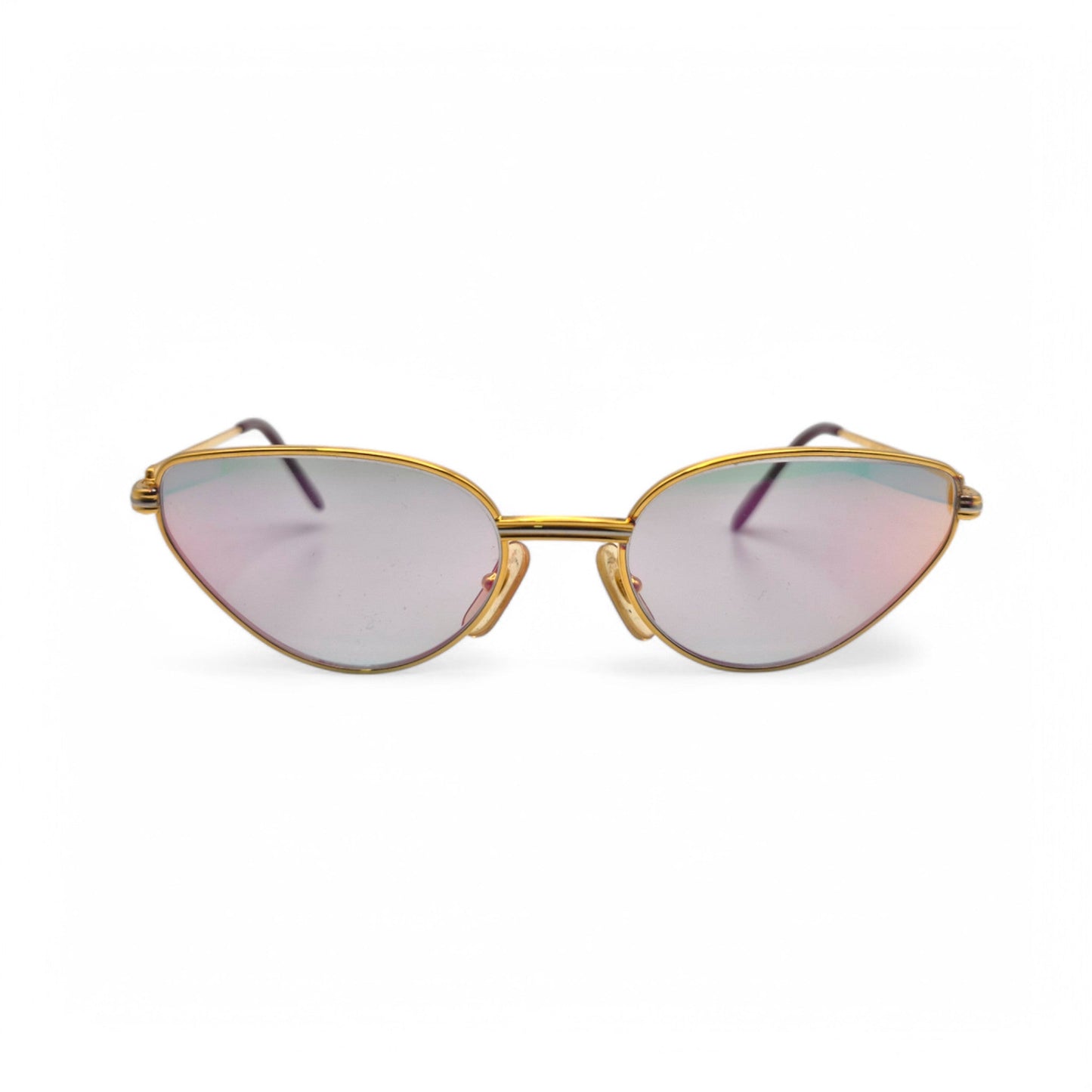 Authentic Cartier Rivoli - Gold Wires Sunglasses w/ Iridescent Cat-Eye Lenses (90s)
