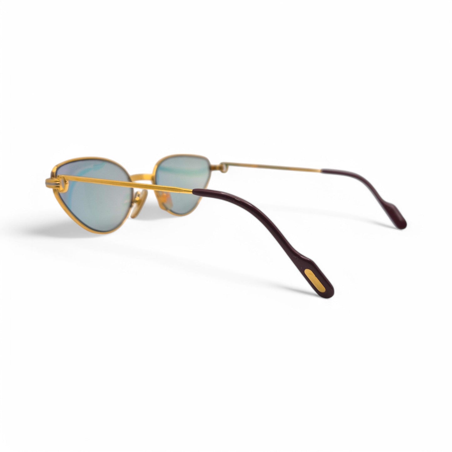 Authentic Cartier Rivoli - Gold Wires Sunglasses w/ Iridescent Cat-Eye Lenses (90s)