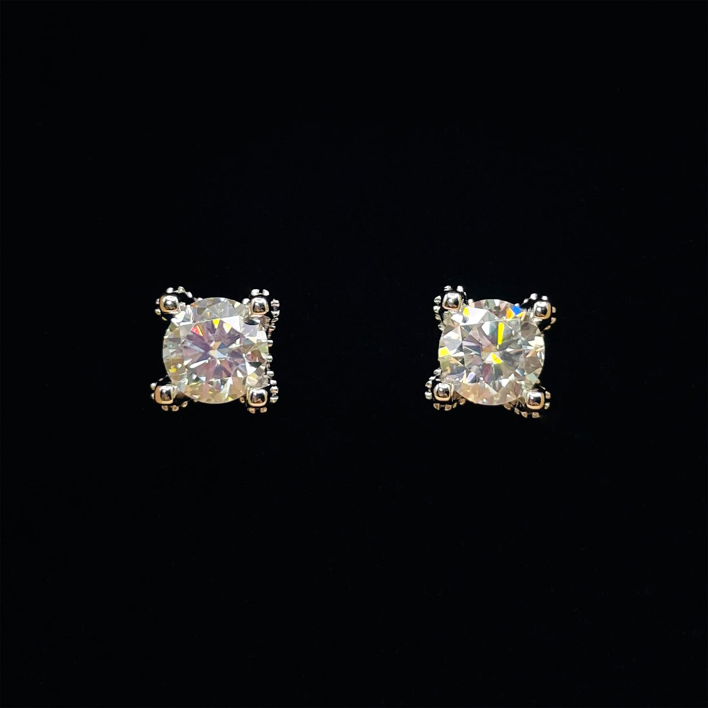 Silver Diamond Earrings - 4-Prong Set