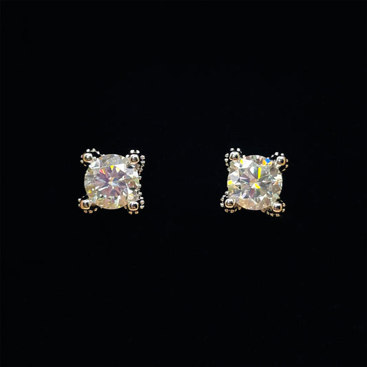 S925 Moissanite Diamond Earrings - 4-Prong Set
