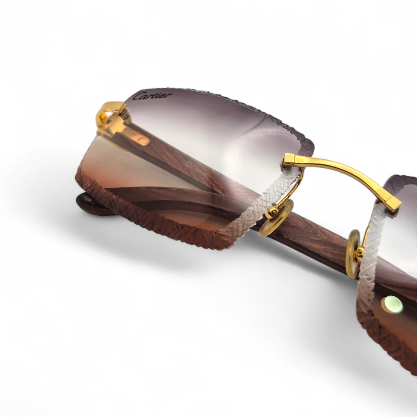 Authentic Cartier C Decor - Gold Logo Woods Sunglasses w/ Smoke Gray/Clear/Brown Gradient Lenses (Limited Edition - 2010s)