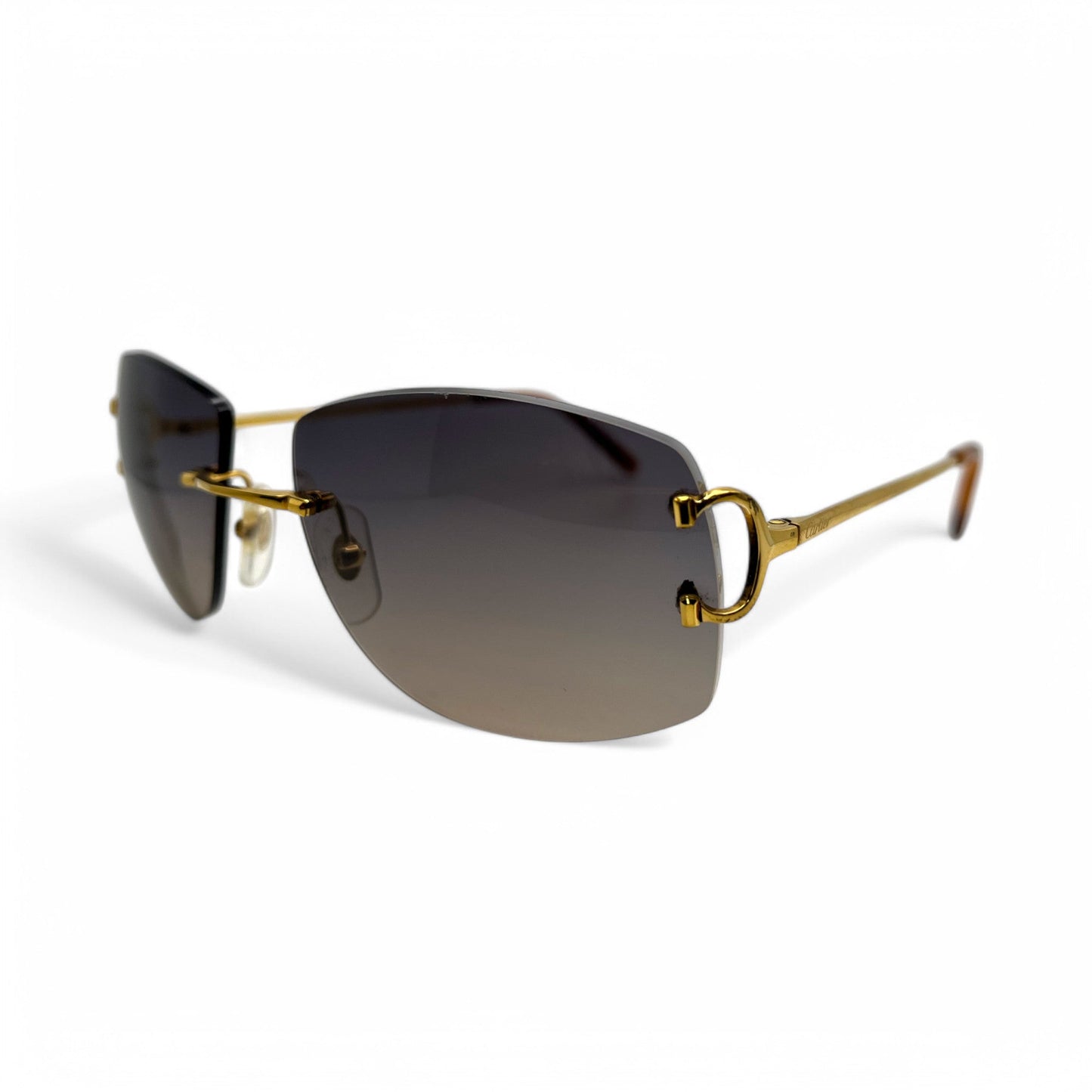 CT0008RS Authentic Cartier Big C - Gold Wires Sunglasses w/ Dark Gray to Tan Gradient Lenses (2010s)