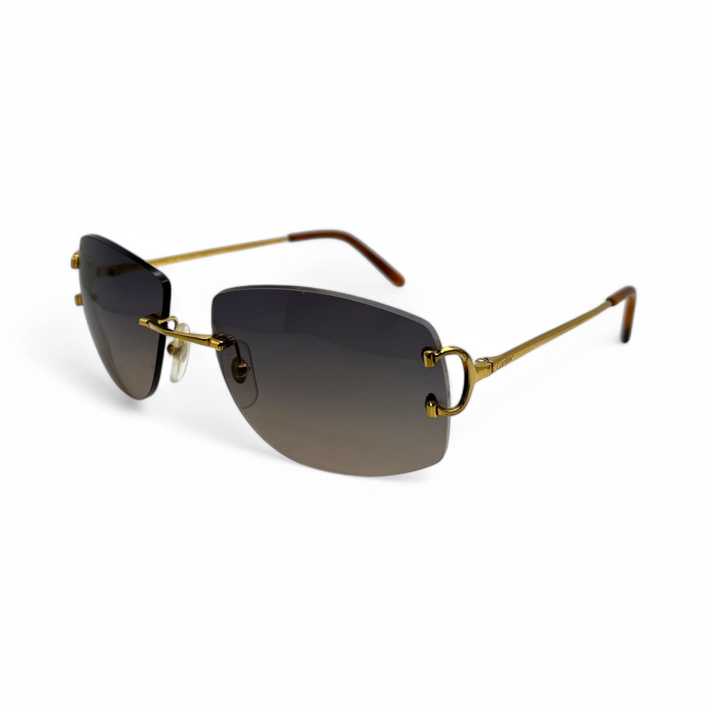 CT0008RS Authentic Cartier Big C - Gold Wires Sunglasses w/ Dark Gray to Tan Gradient Lenses (2010s)