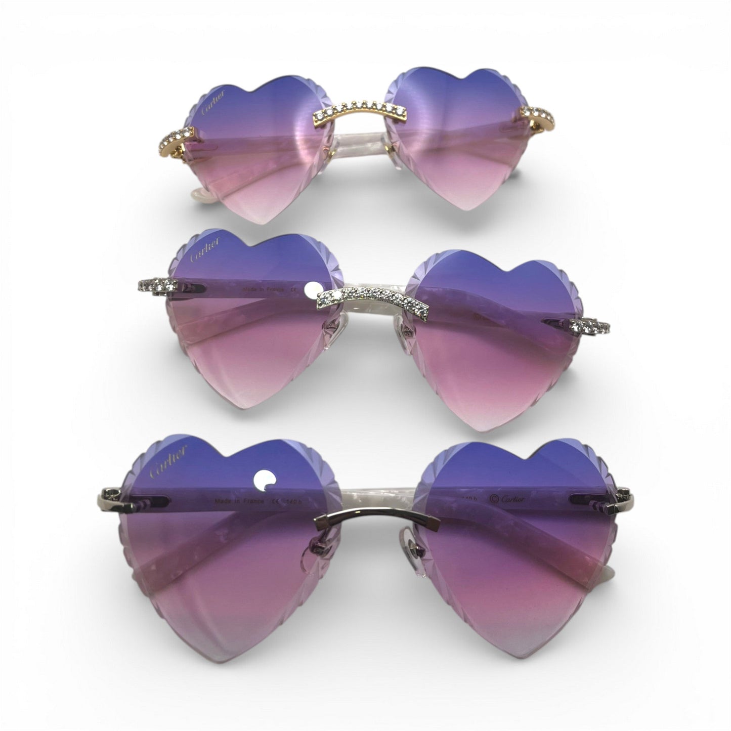 C Decor Sunglasses - 56-19 Custom Hearts Composite Marbles w/ Diamond Set (2026)
