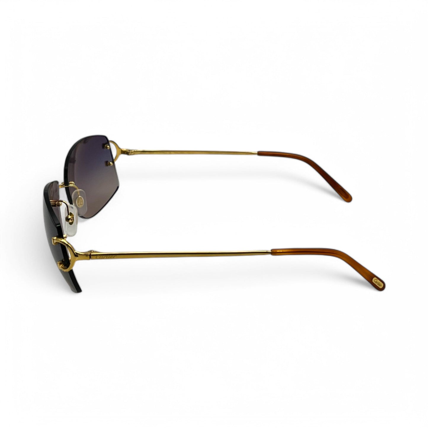 CT0008RS Authentic Cartier Big C - Gold Wires Sunglasses w/ Dark Gray to Tan Gradient Lenses (2010s)