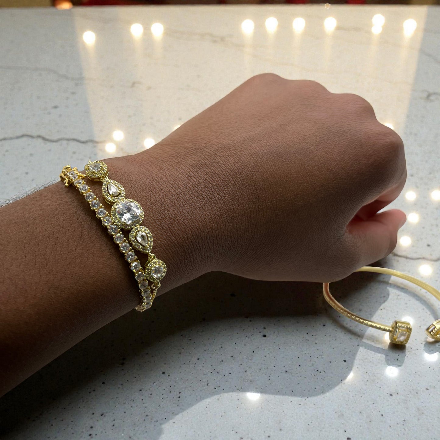 Diamond 5-Stone Bracelet - Gold