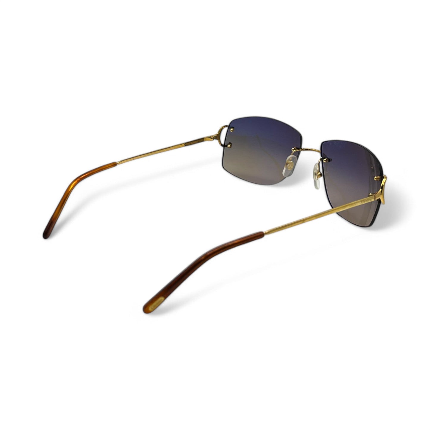 CT0008RS Authentic Cartier Big C - Gold Wires Sunglasses w/ Dark Gray to Tan Gradient Lenses (2010s)