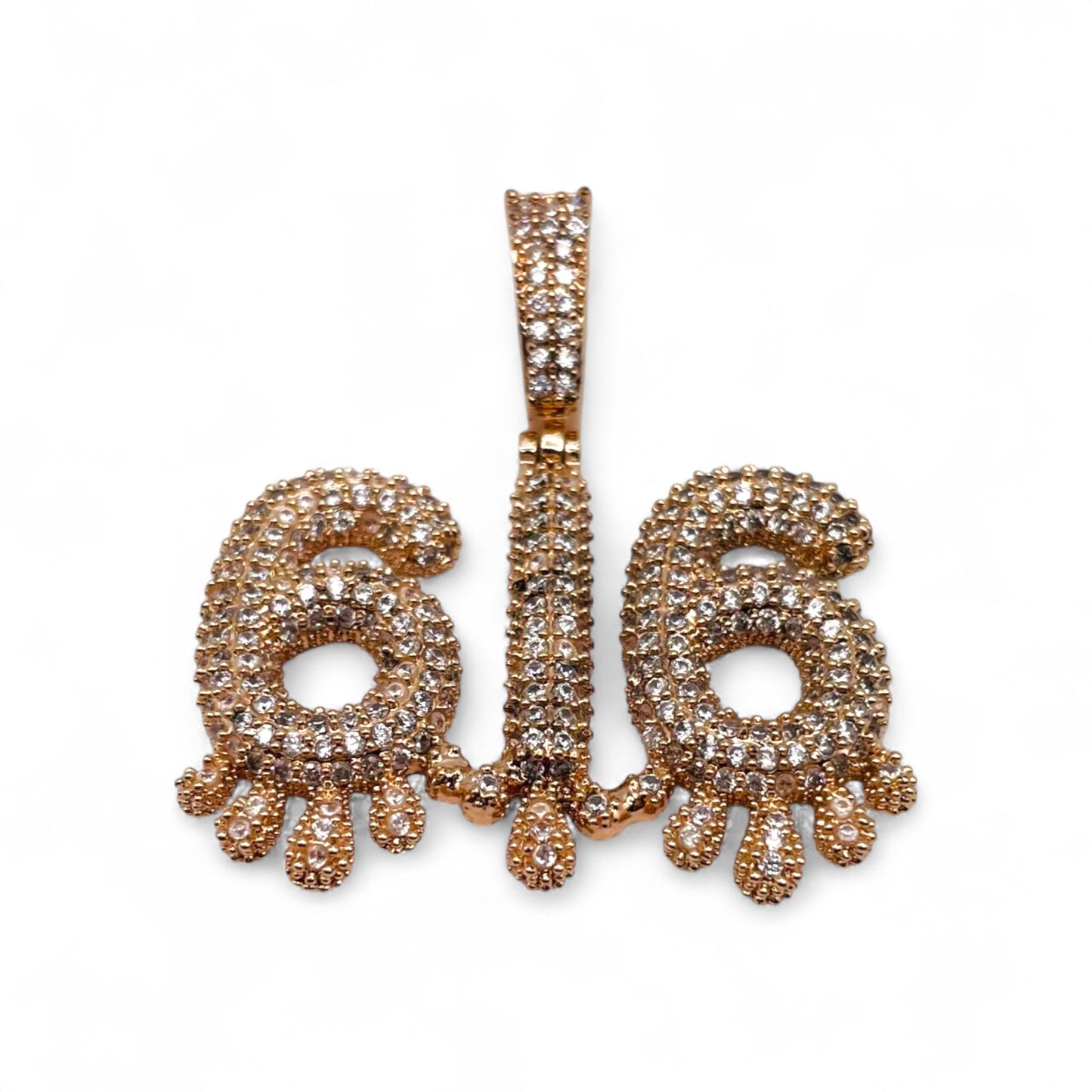 616 Drip Pendant - Rose Gold w/ CZ Diamonds