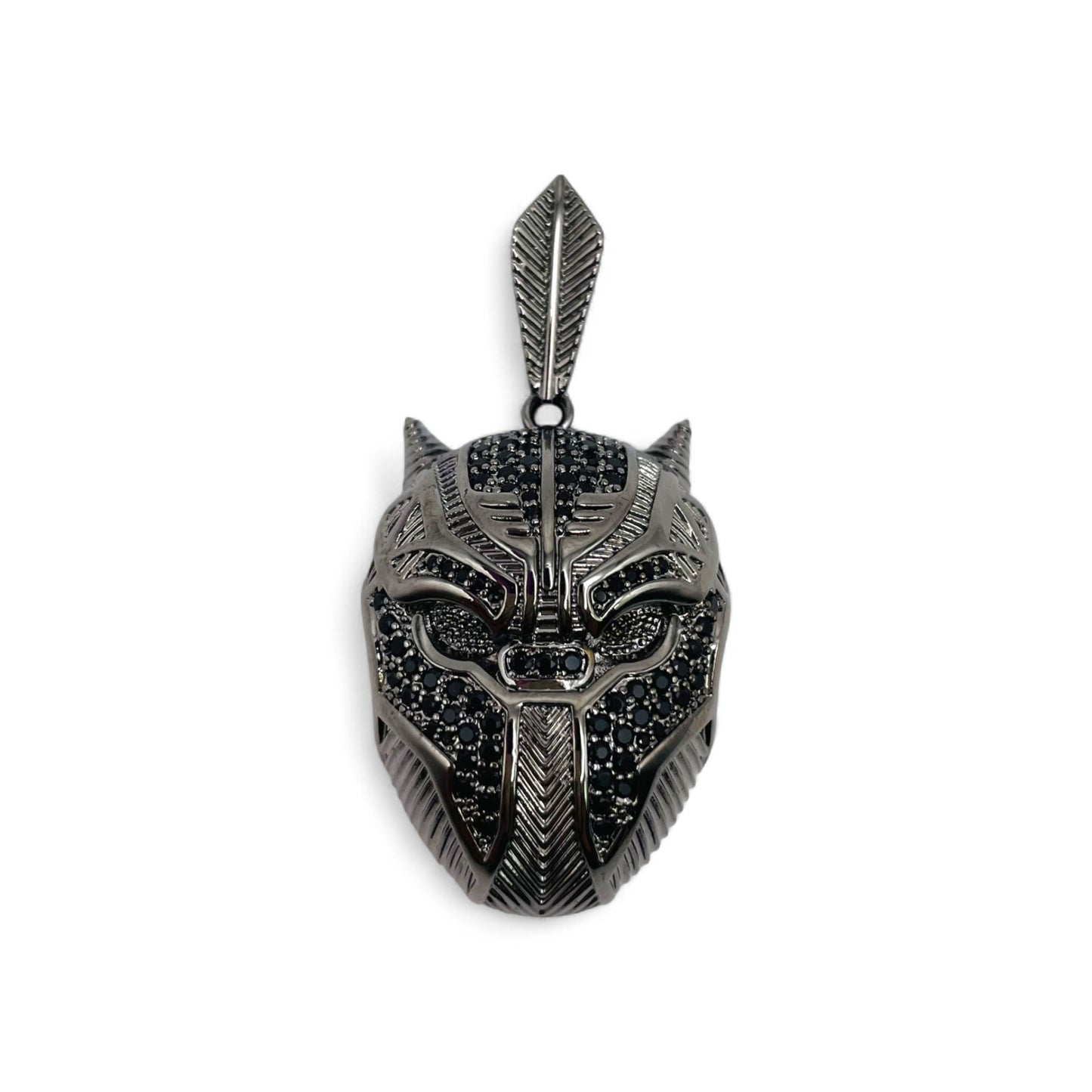 Black Panther Pendant - Silver w/ Black Stones