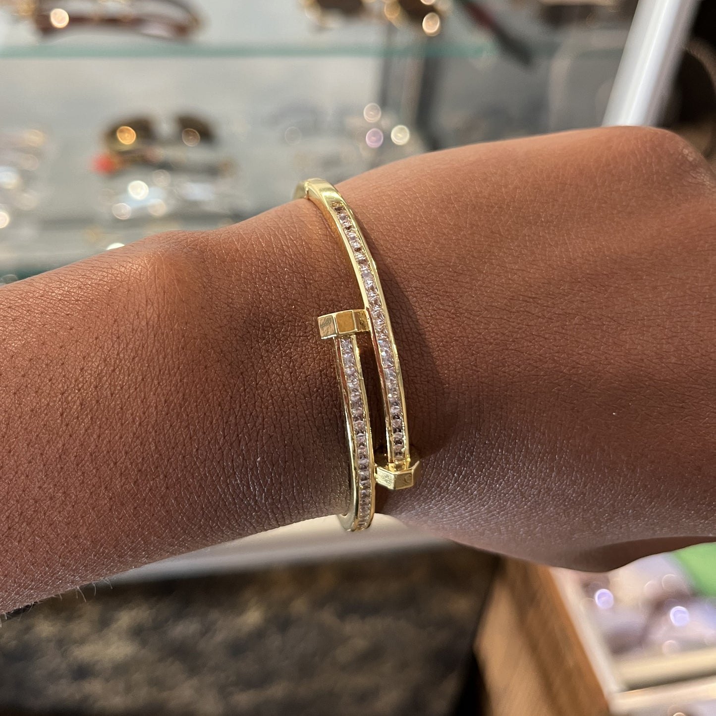 Diamond Nail Bracelet - Gold