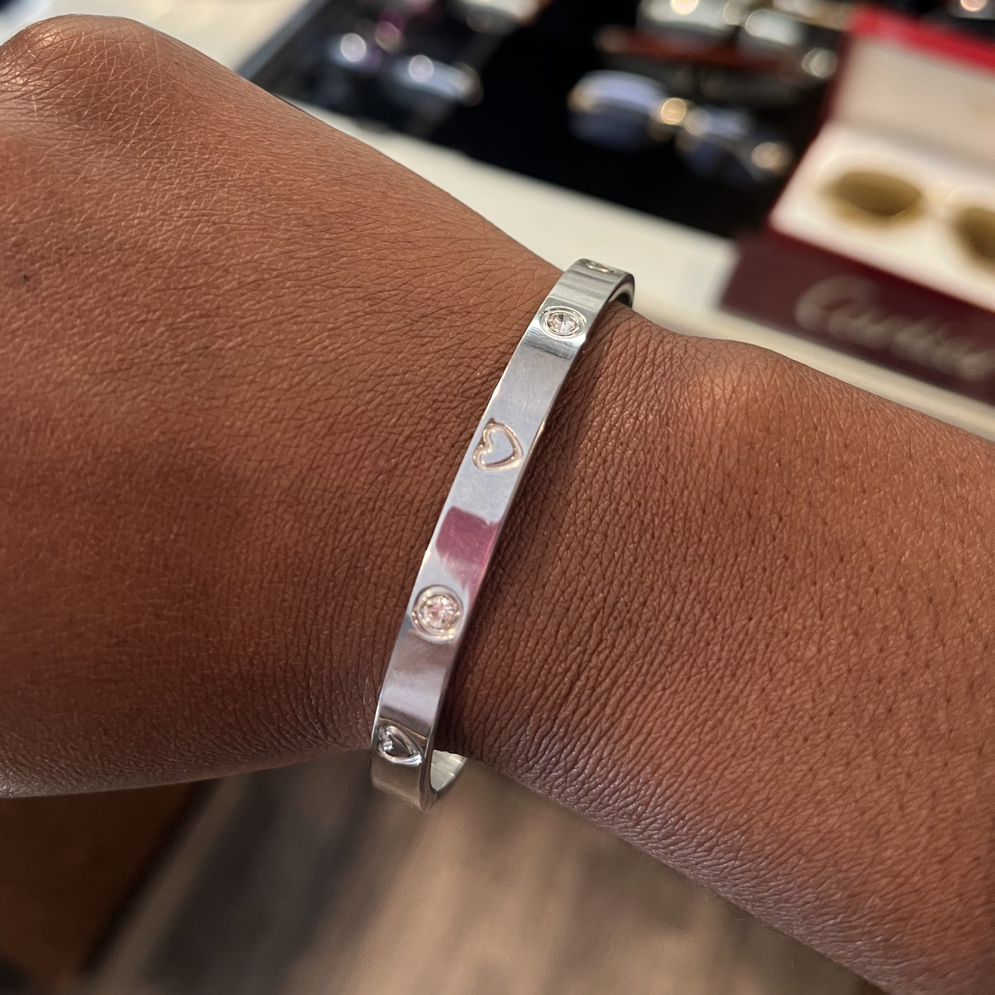 Straight Diamonds & Hearts Bracelet