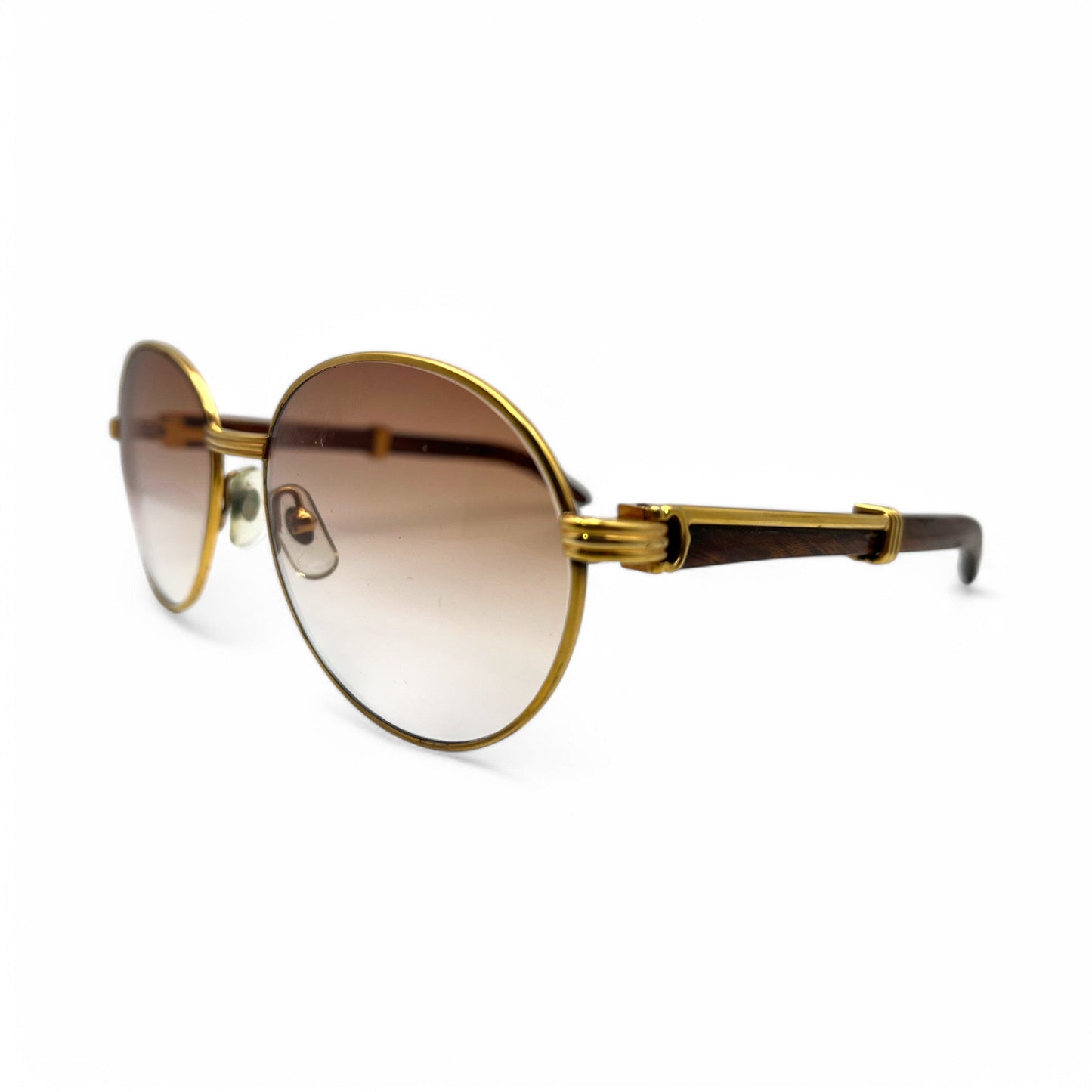 Authentic Cartier Bagatelle - 55-18 Vintage Gold Woods Sunglasses w/ Brown Lenses (90s)