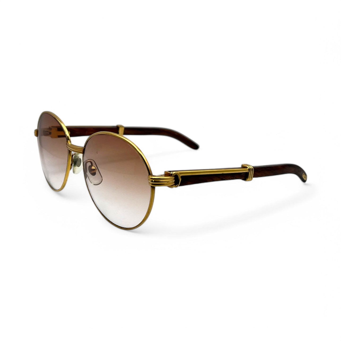 Authentic Cartier Bagatelle - 55-18 Vintage Gold Woods Sunglasses w/ Brown Lenses (90s)