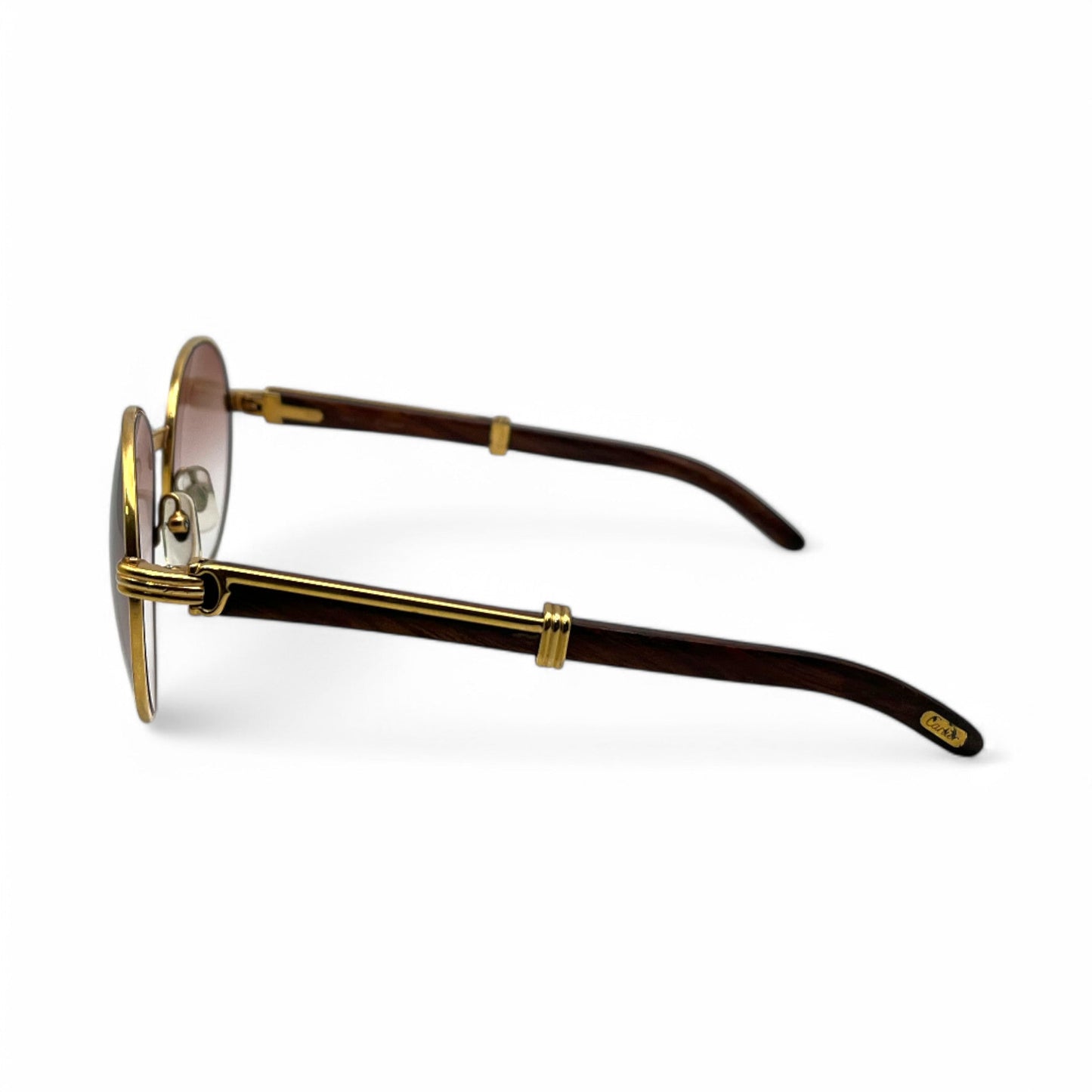 Authentic Cartier Bagatelle - 55-18 Vintage Gold Woods Sunglasses w/ Brown Lenses (90s)