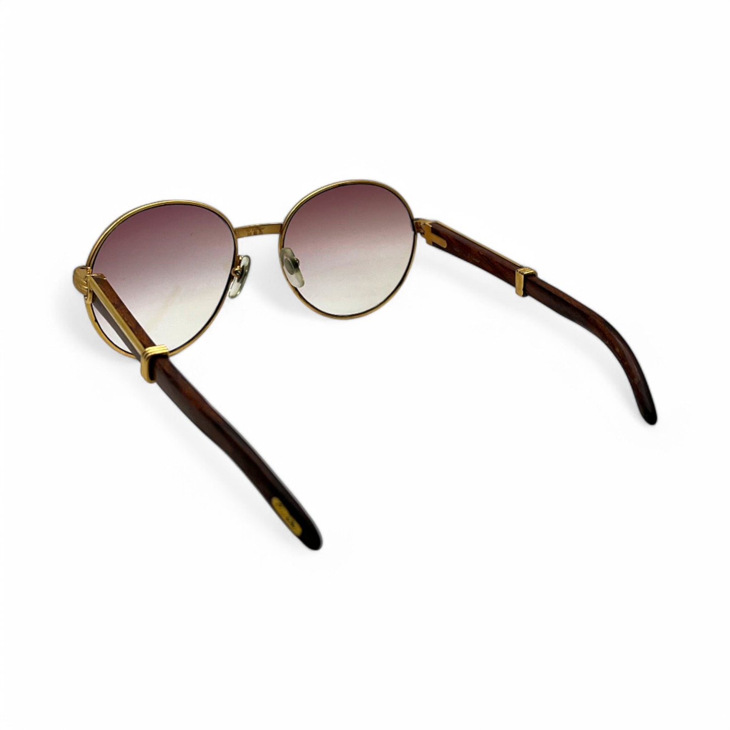 Authentic Cartier Bagatelle - 55-18 Vintage Gold Woods Sunglasses w/ Brown Lenses (90s)