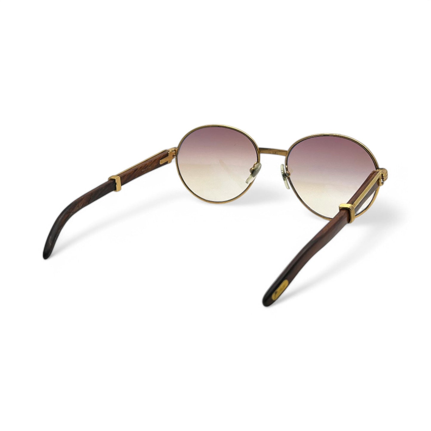 Authentic Cartier Bagatelle - 55-18 Vintage Gold Woods Sunglasses w/ Brown Lenses (90s)