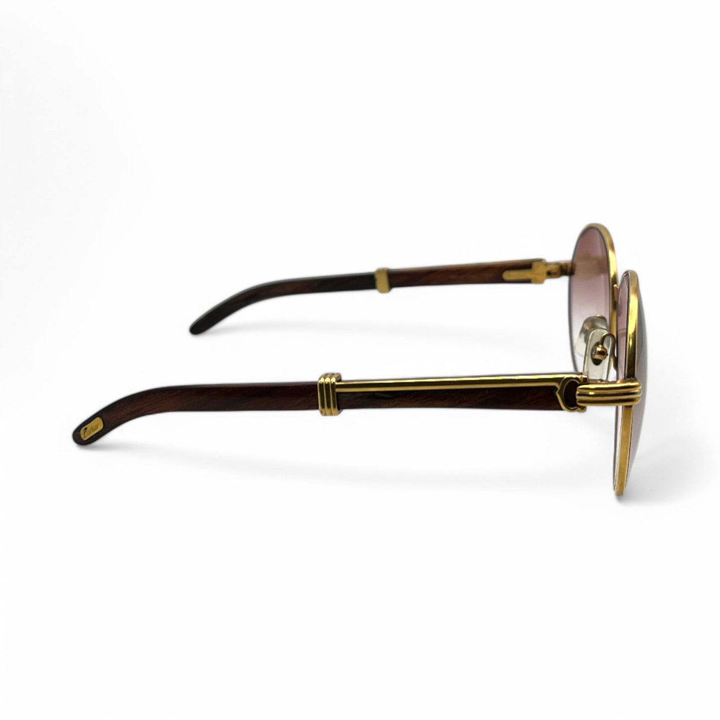 Authentic Cartier Bagatelle - 55-18 Vintage Gold Woods Sunglasses w/ Brown Lenses (90s)