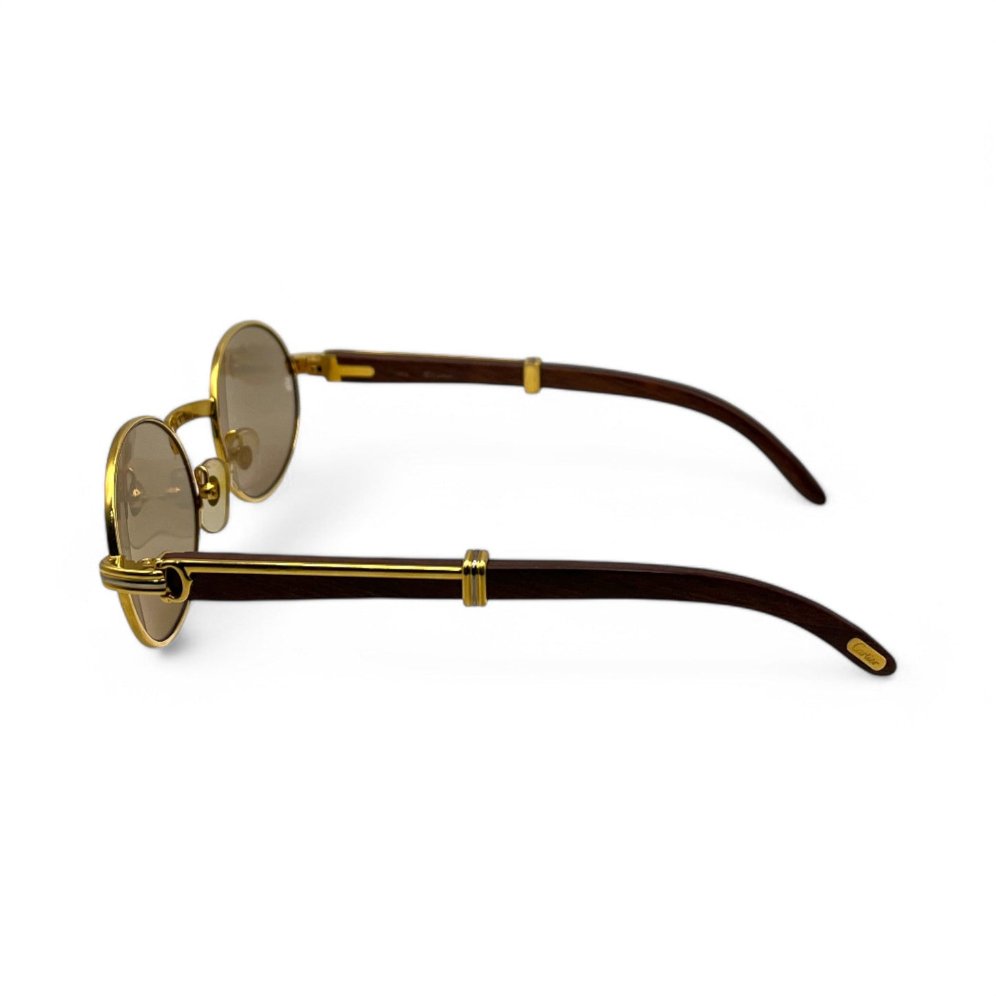Authentic Cartier Giverny - 53-22 Gold Woods Sunglasses w/ Brown Oval Lenses (90s)