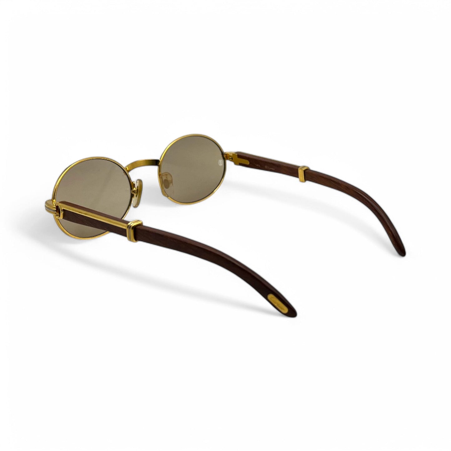 Authentic Cartier Giverny - 53-22 Gold Woods Sunglasses w/ Brown Oval Lenses (90s)