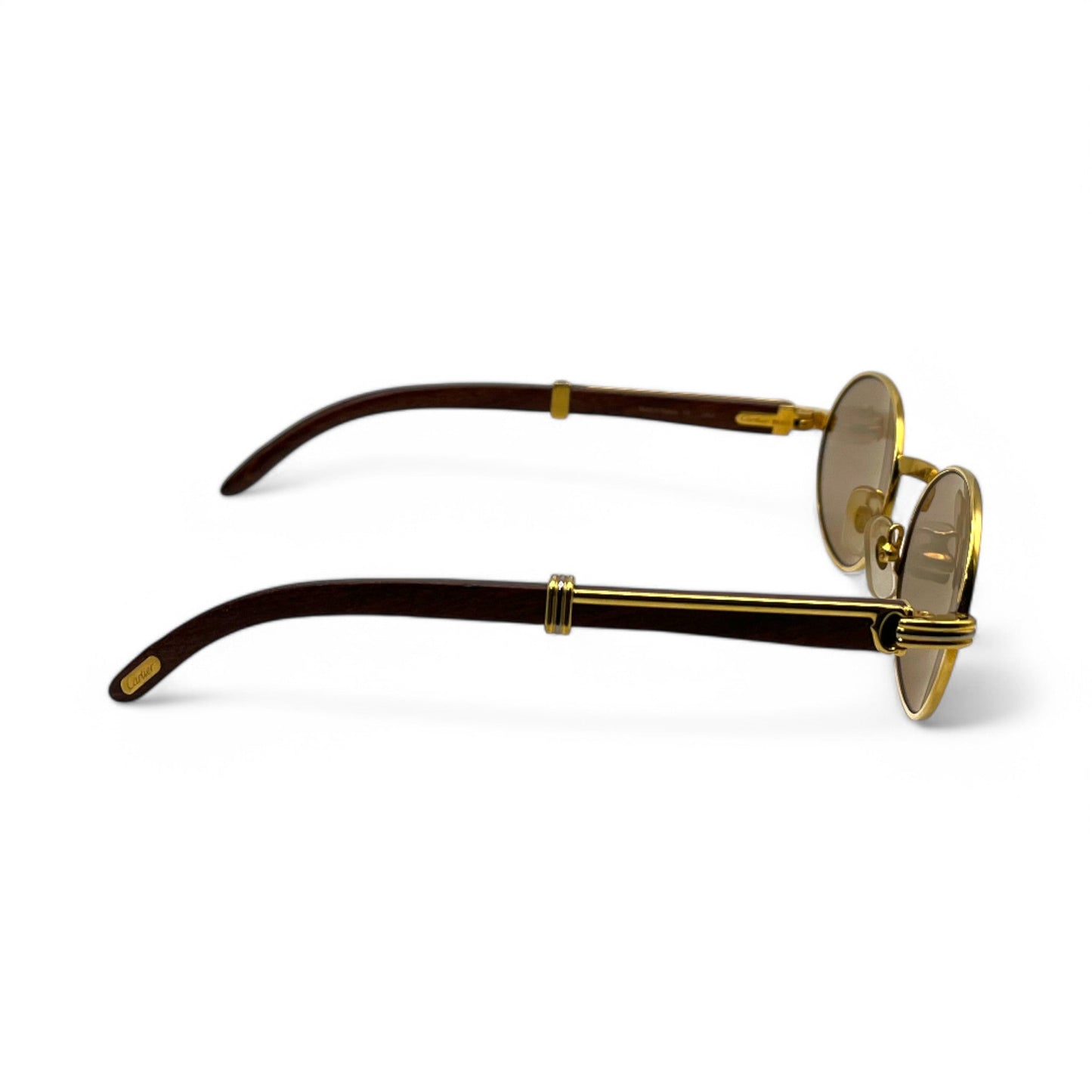 Authentic Cartier Giverny - 53-22 Gold Woods Sunglasses w/ Brown Oval Lenses (90s)