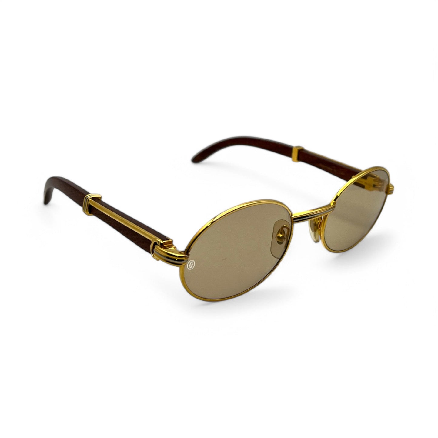 Authentic Cartier Giverny - 53-22 Gold Woods Sunglasses w/ Brown Oval Lenses (90s)