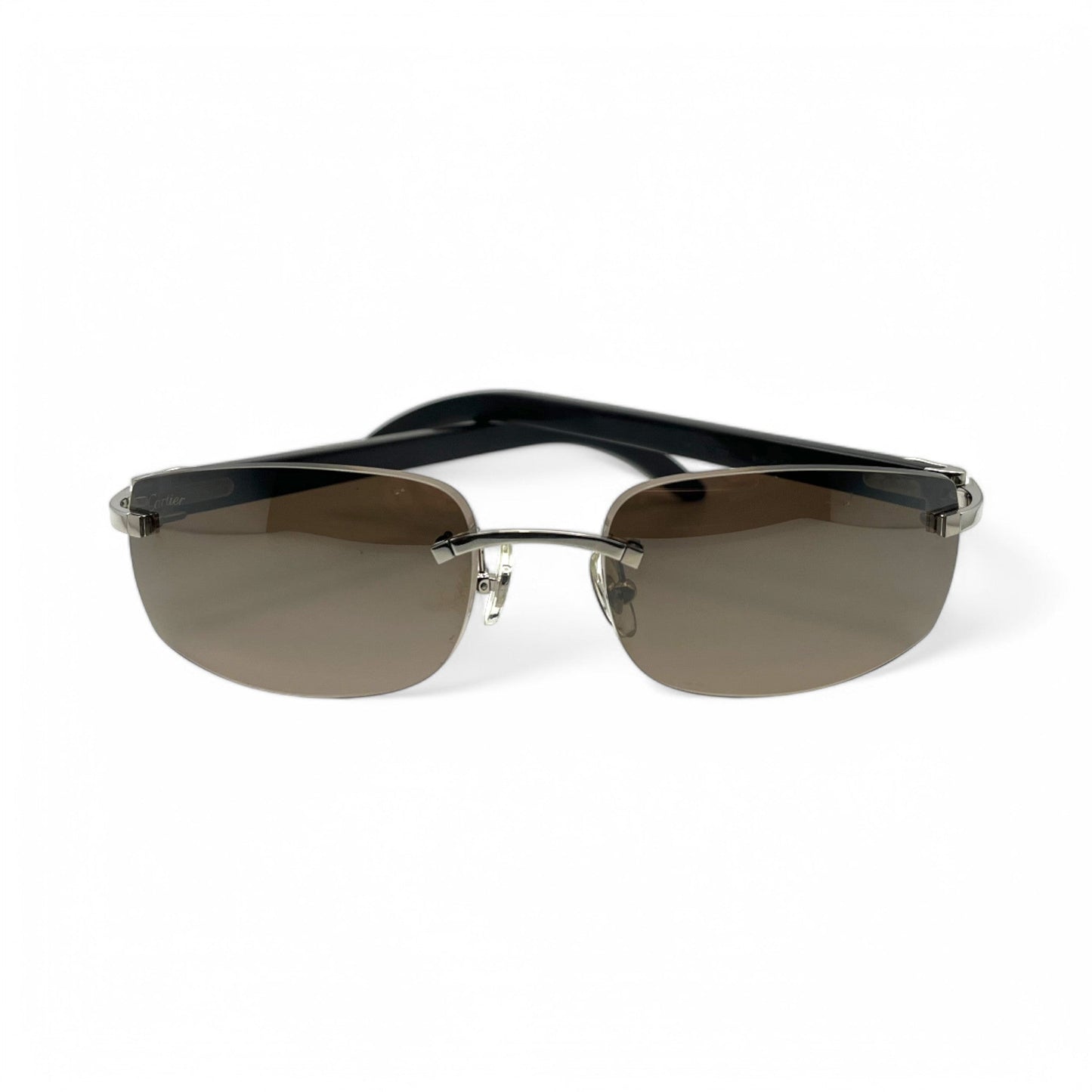 CT0046S Authentic Cartier C Decor - 56-18 White Horns & Bubinga Woods Sunglasses w/ Dark Brown Lenses (2010s)