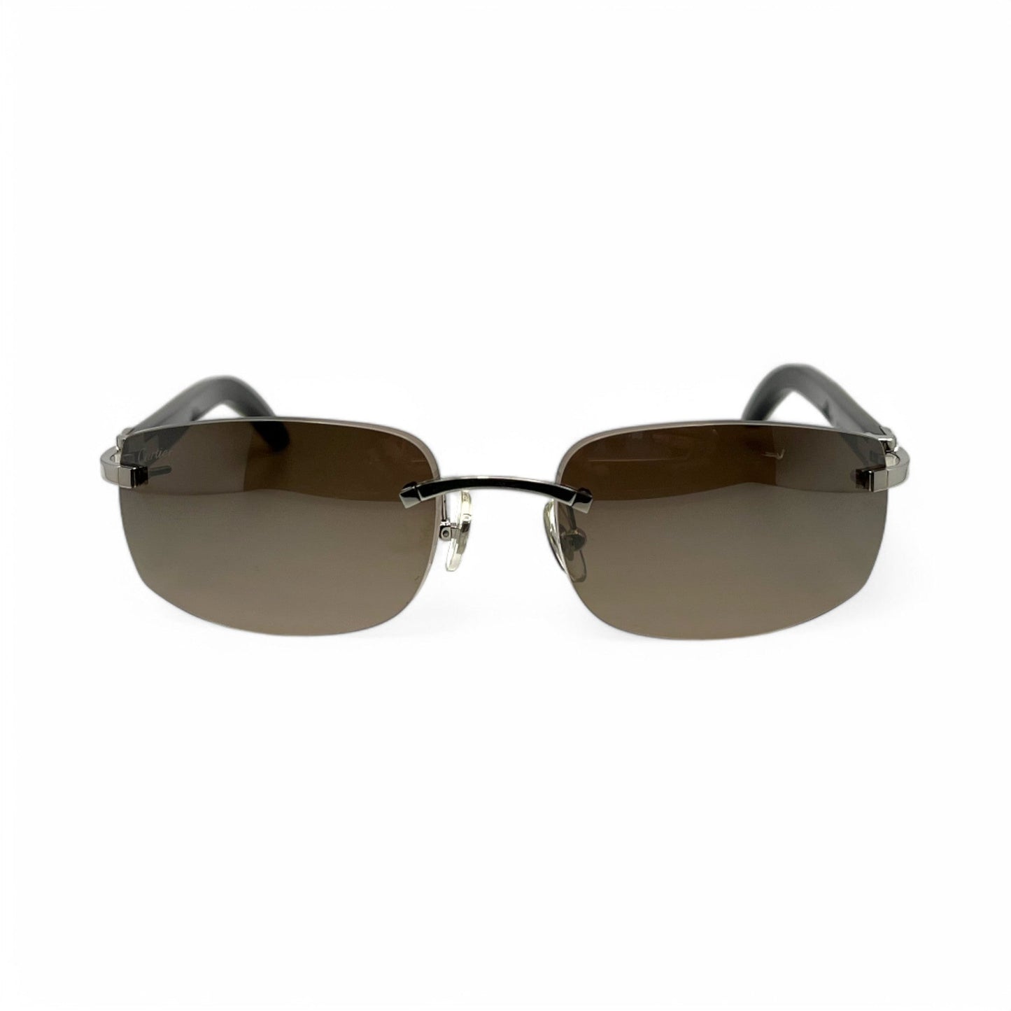 CT0046S Authentic Cartier C Decor - 56-18 White Horns & Bubinga Woods Sunglasses w/ Dark Brown Lenses (2010s)