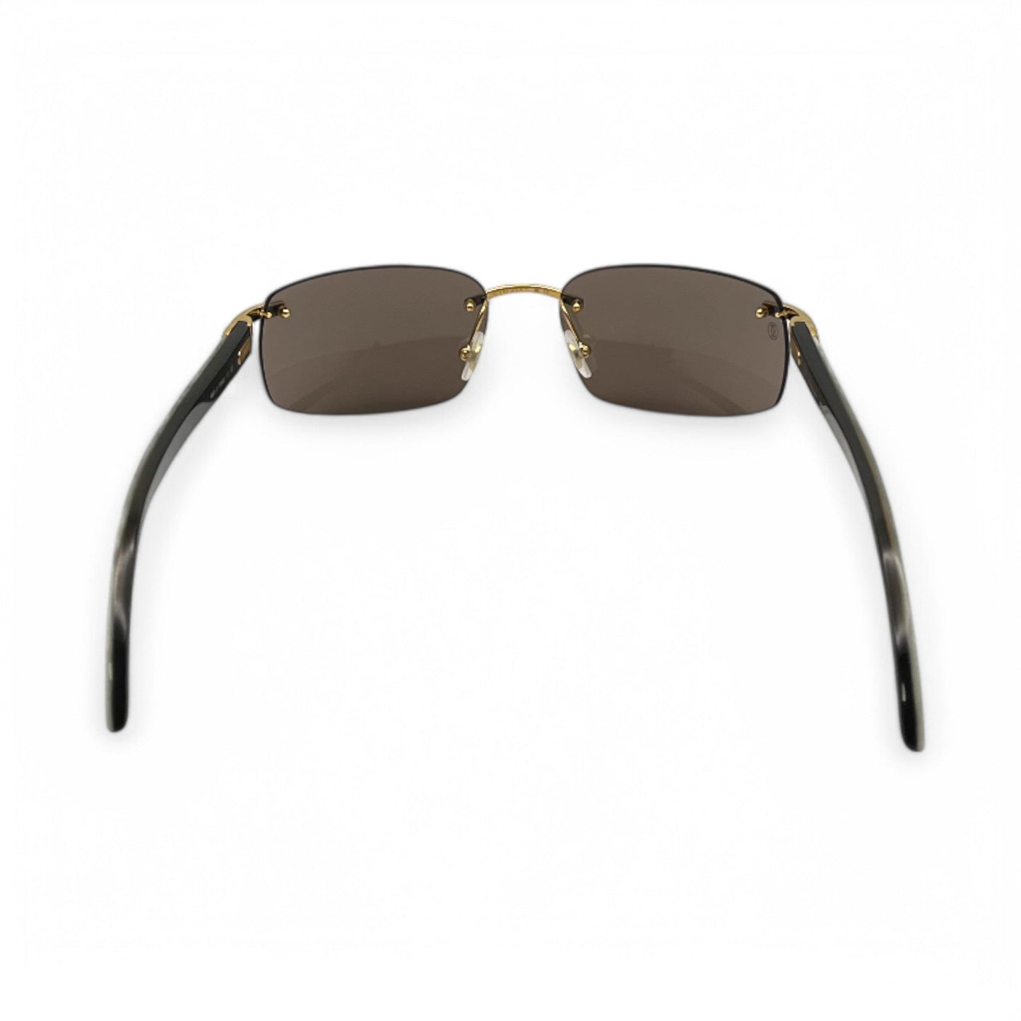 CT0046S Authentic Cartier C Decor - 56-18 White Horns & Bubinga Woods Sunglasses w/ Dark Brown Lenses (2010s)
