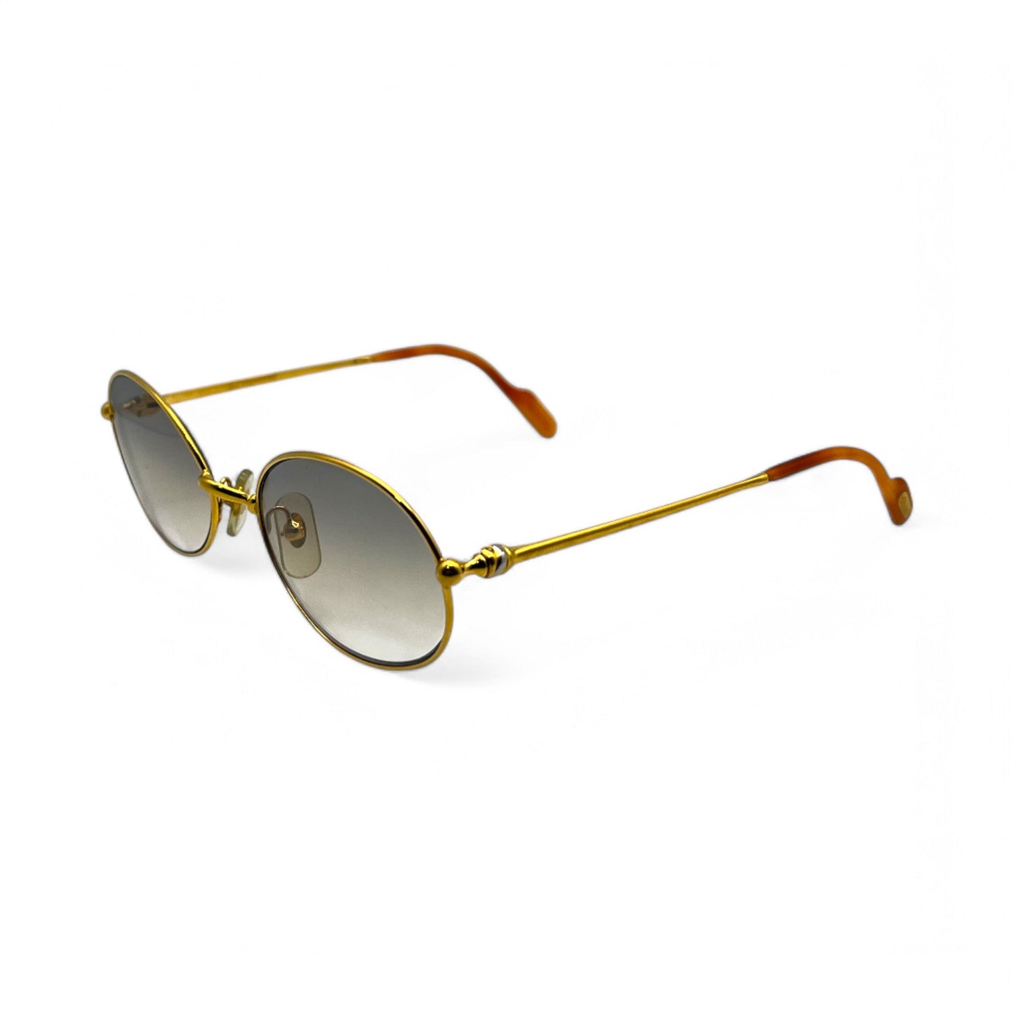 Authentic Cartier Saturne - Gold Wires Sunglasses w/ Gray Oval Lenses (80s)