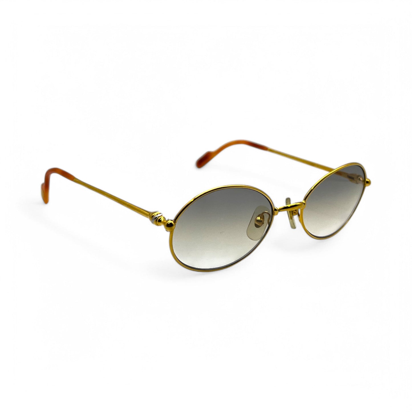 Authentic Cartier Saturne - Gold Wires Sunglasses w/ Gray Oval Lenses (80s)