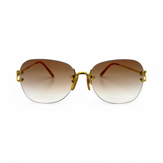 Authentic Cartier Signature C - 58-20 Big C Gold Wires w/ Hennessy Brown Lenses (2000s)