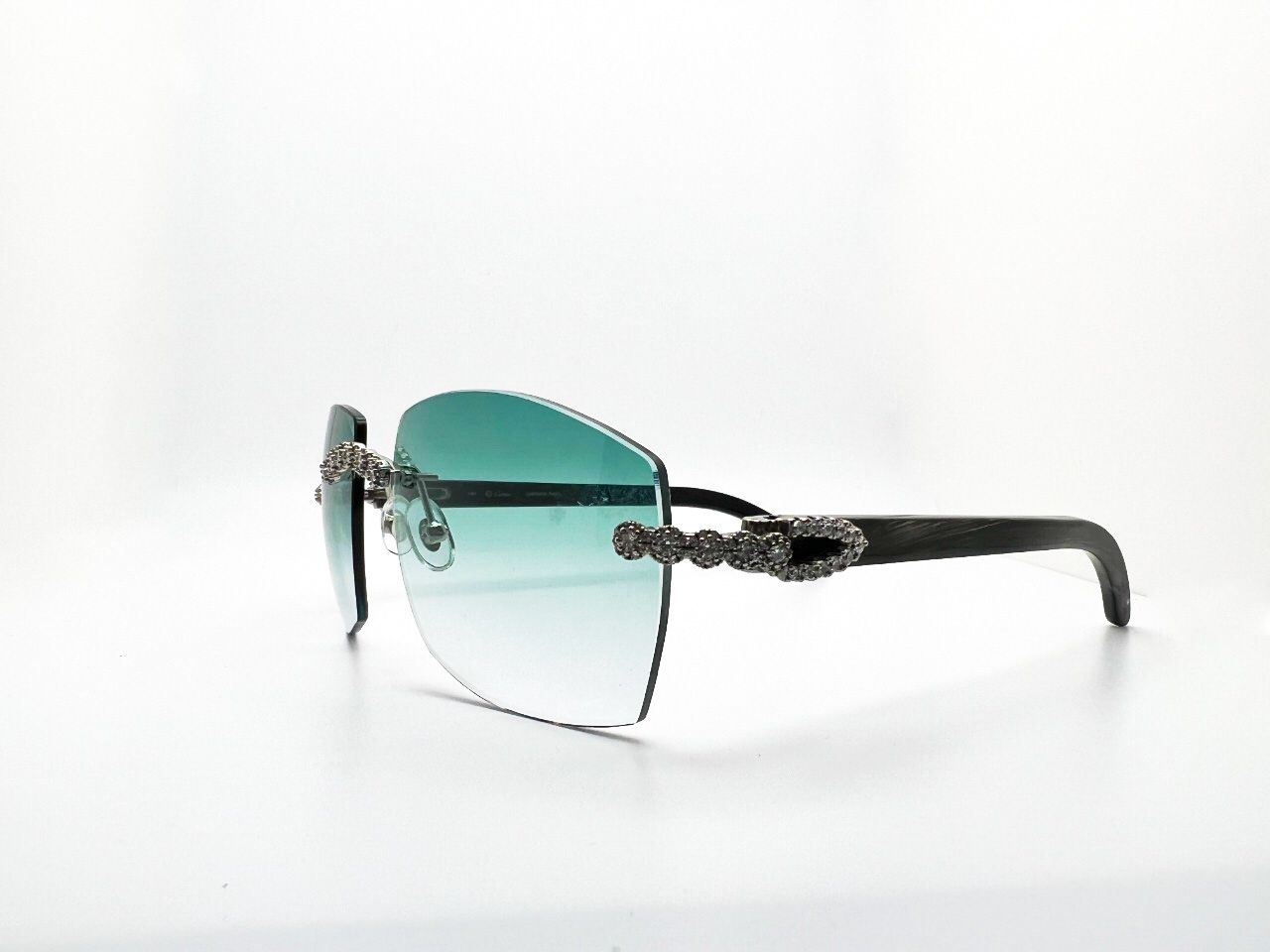C Decor - Silver Black Buffs w/ Green #9 Lenses - Diamonds Flower Set
