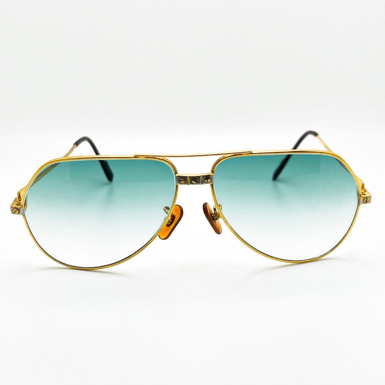 Authentic Cartier Santos (Vintage Aviators) - Gold Wires Sunglasses (Screw Bridge)