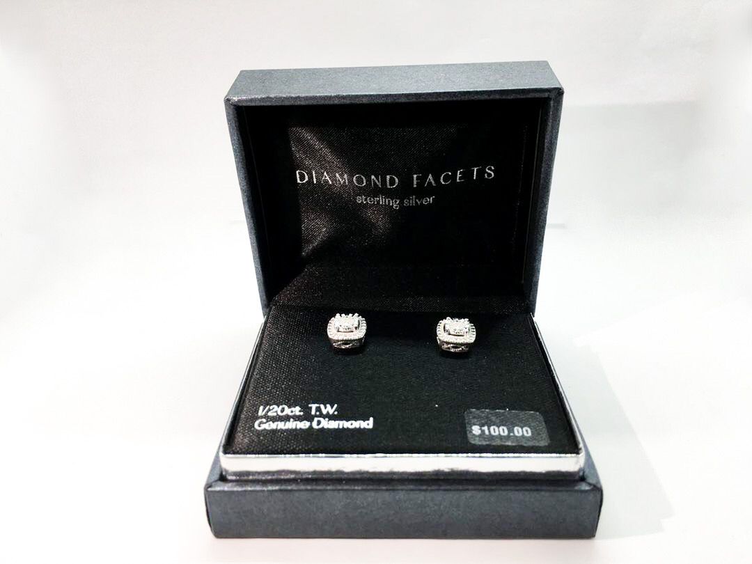 Silver Earrings with Diamonds