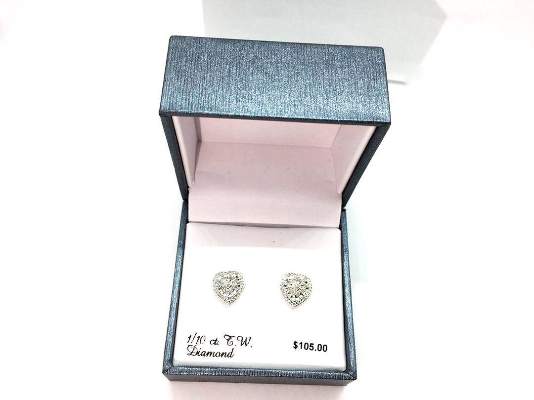 Hearts Diamond Earrings In Sterling Silver