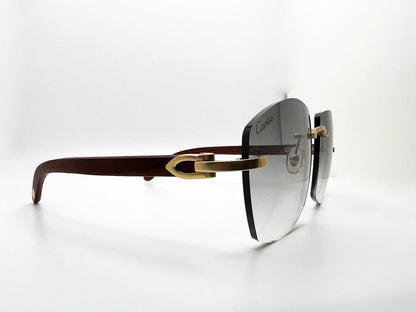 Limited Edition Brushed Gold Brown Woods with Grey 62 Mykonos Lenses